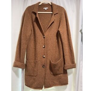J.Crew Mercantile Women Rust Brown Lambswool Blend Long Cardigan Sweater K4757 L